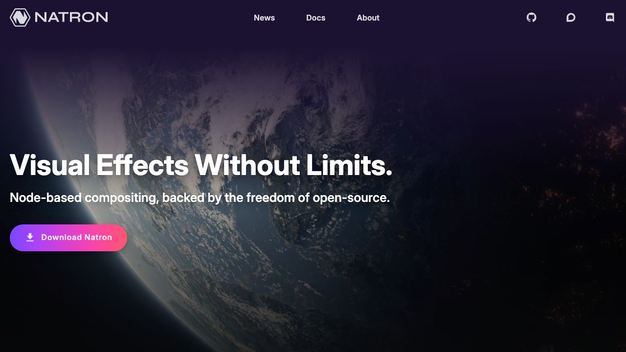 Natron VFX official website preview