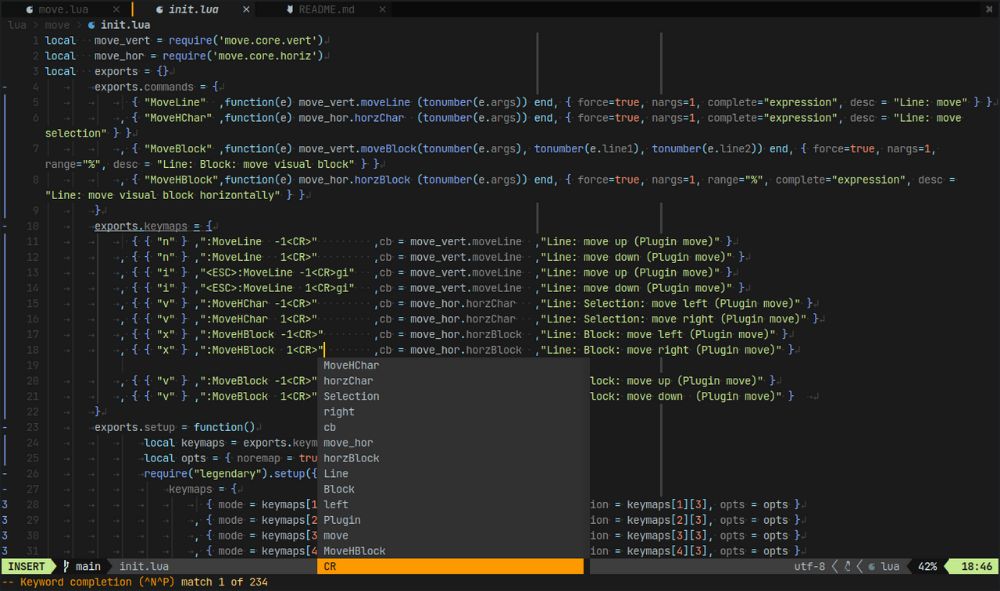 Neovim interface preview 2