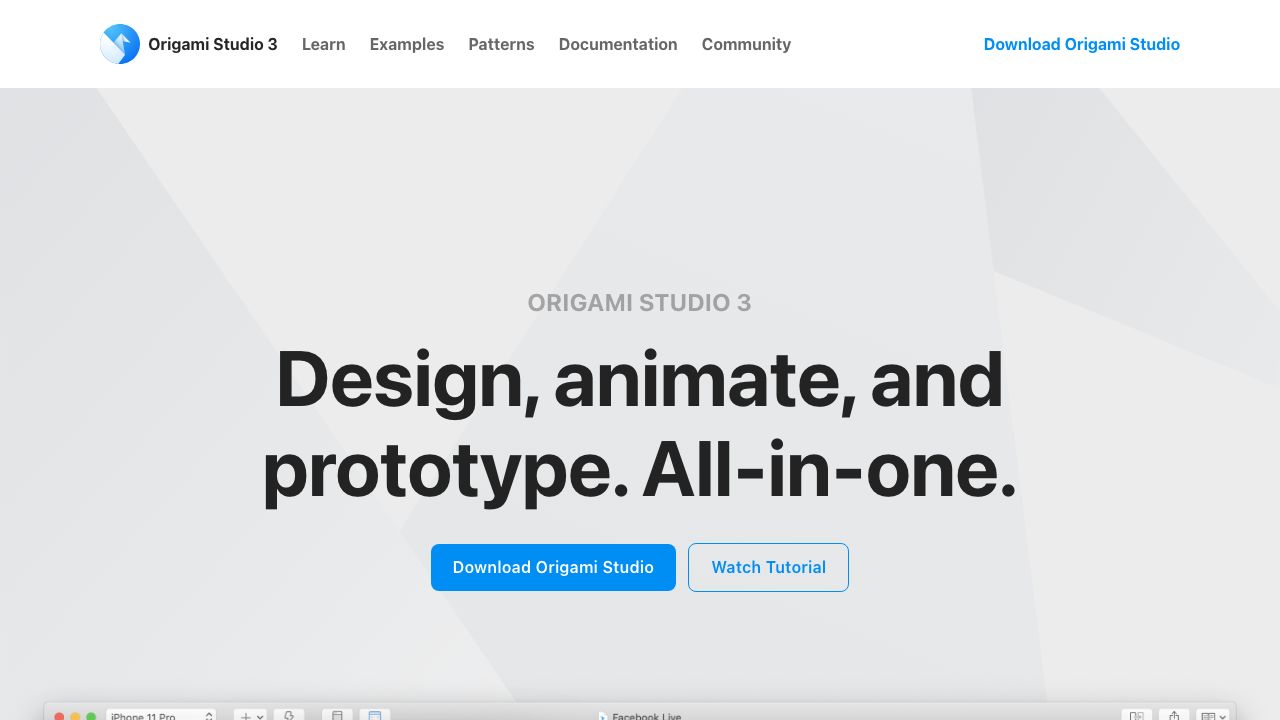 Origami Studio official website preview