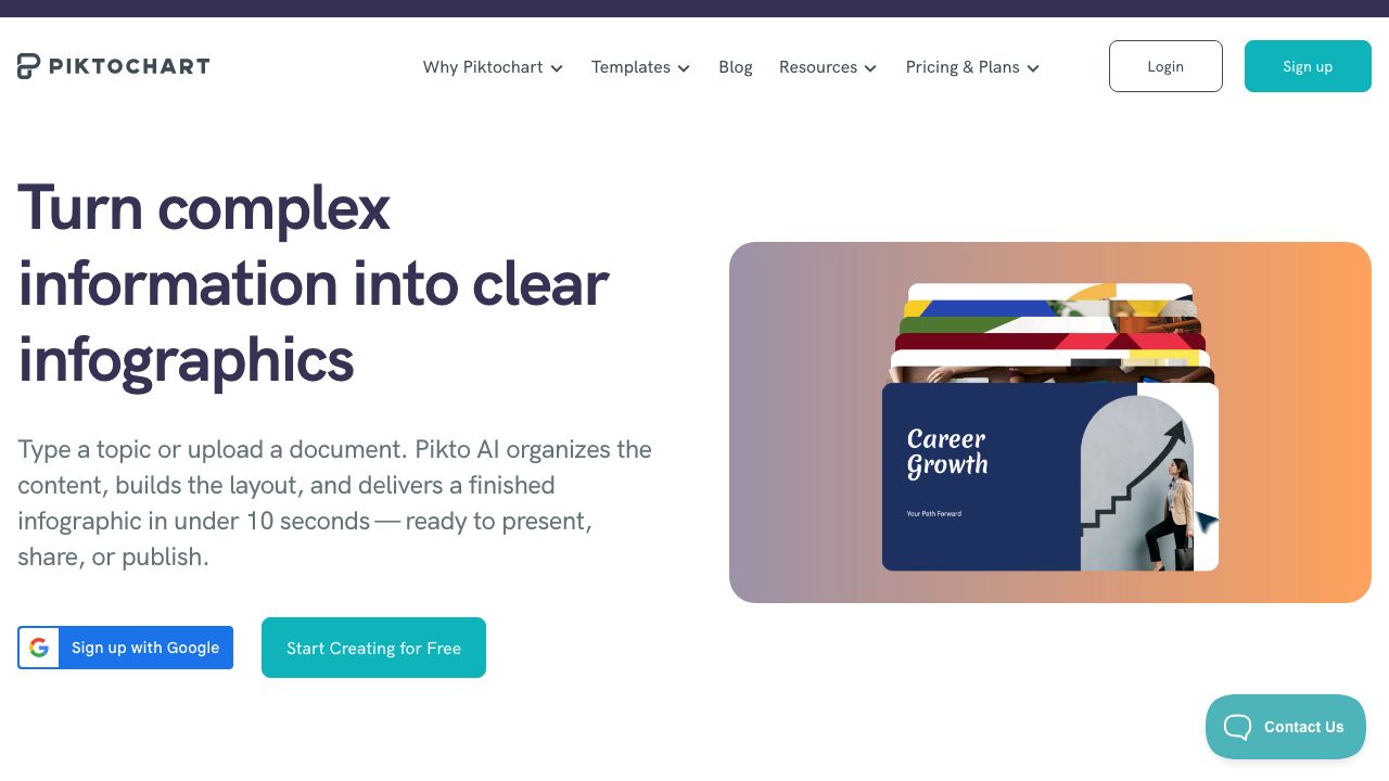 Piktochart official website preview