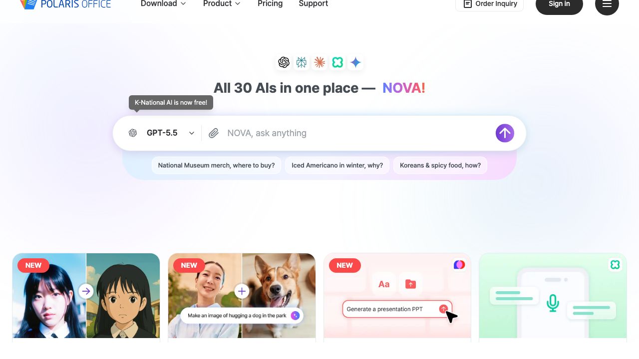 Polaris Office official website preview