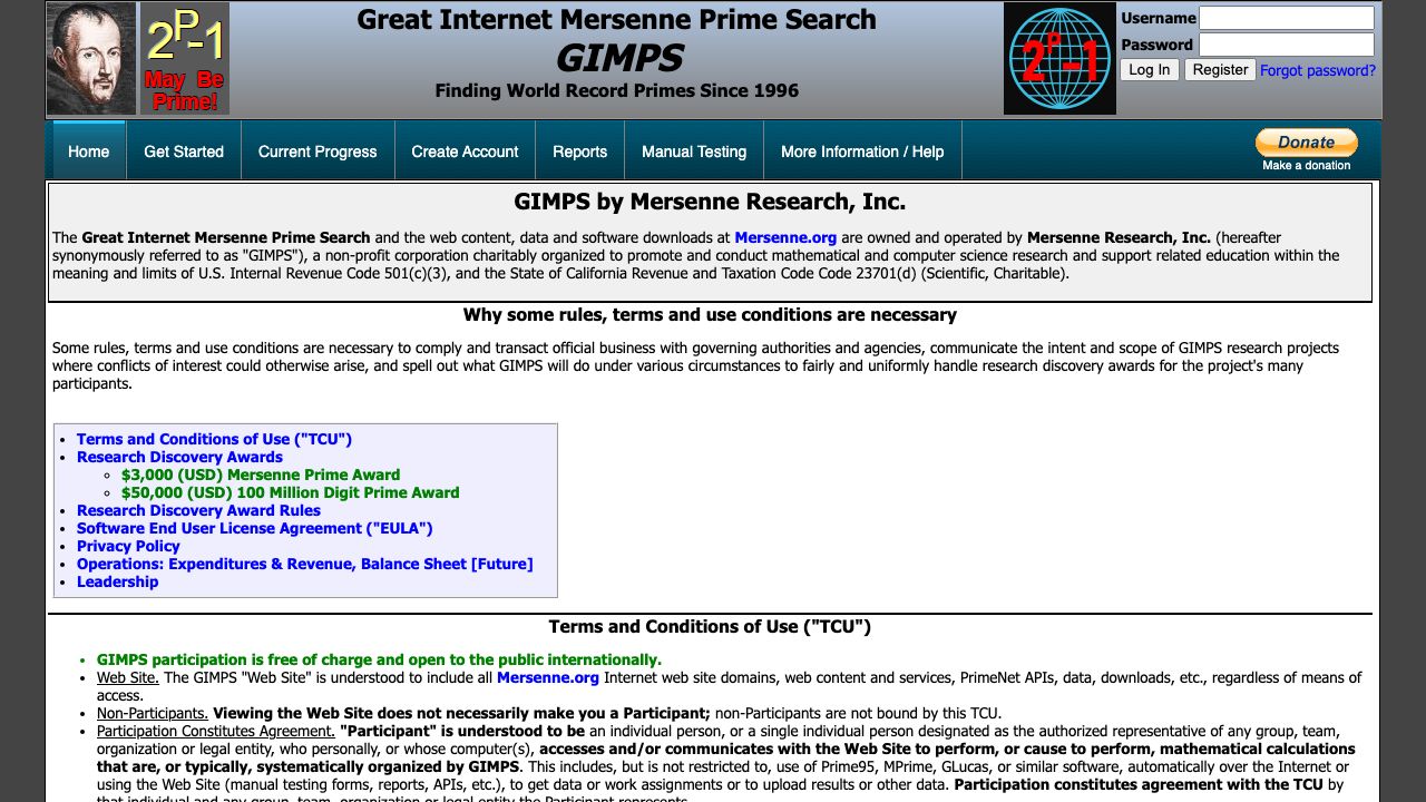 Prime95 official website preview