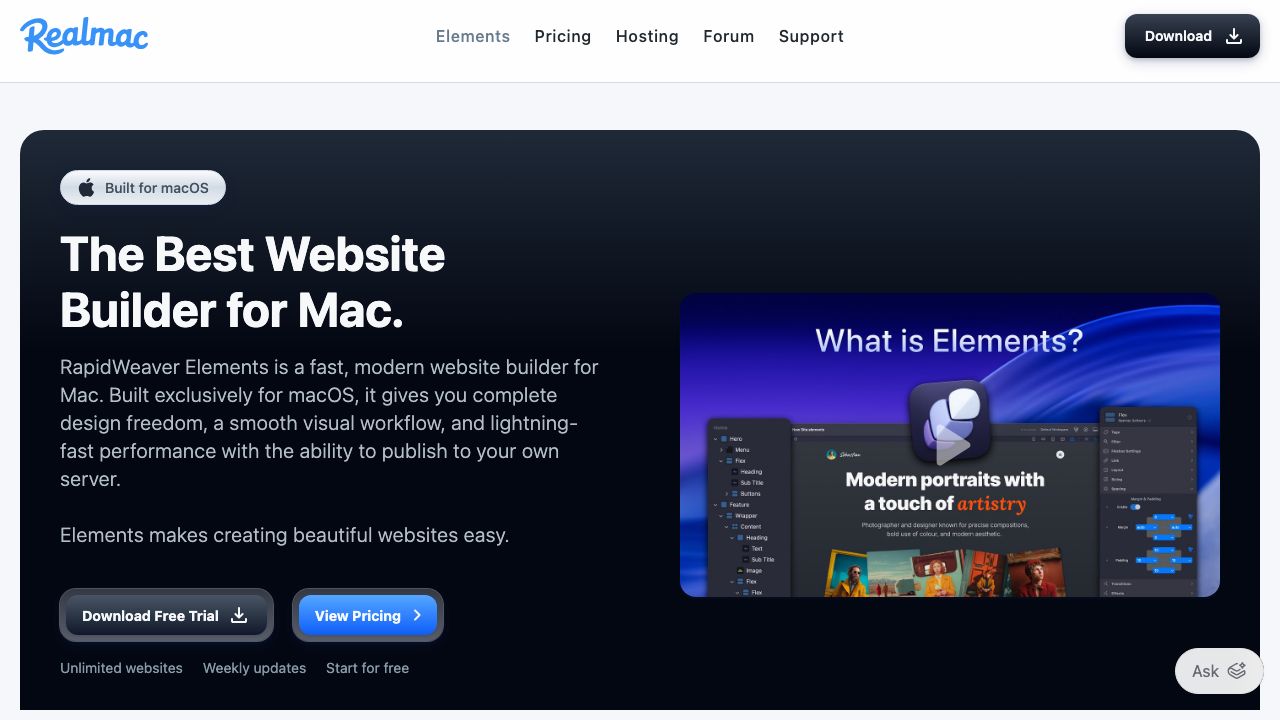 RapidWeaver official website preview