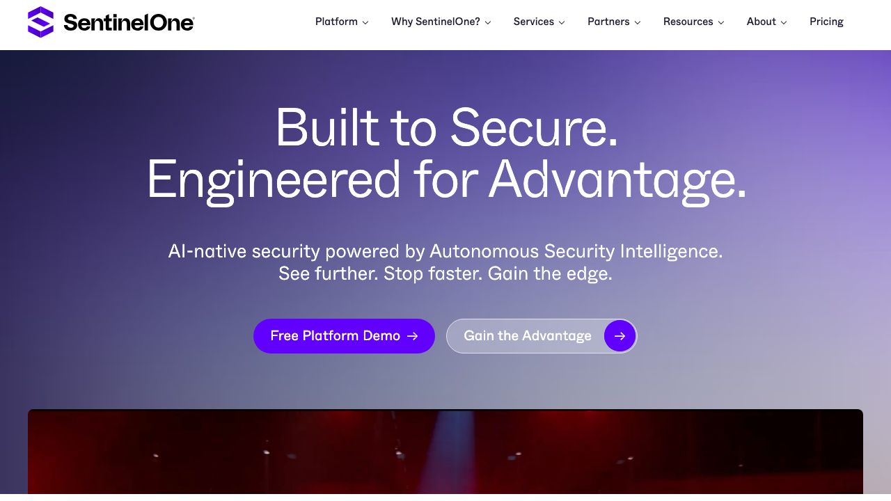 SentinelOne official website preview