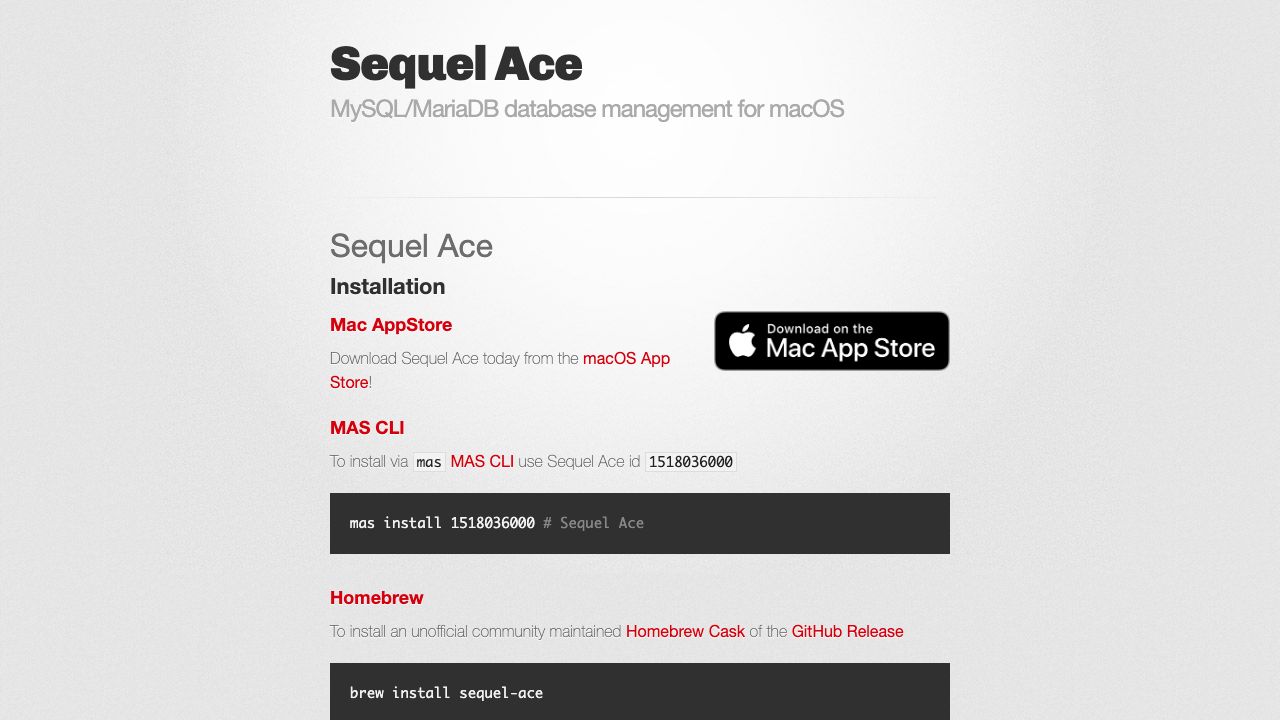 Sequel Ace official website preview
