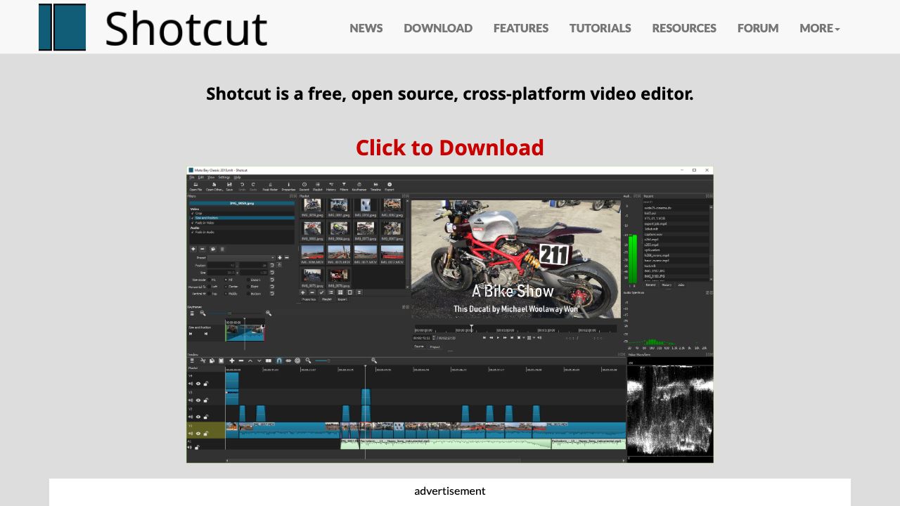 Shotcut official website preview