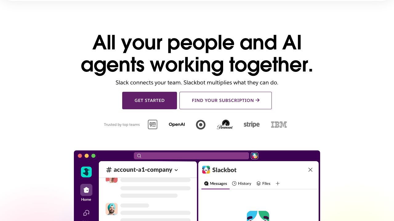 Slack official website preview