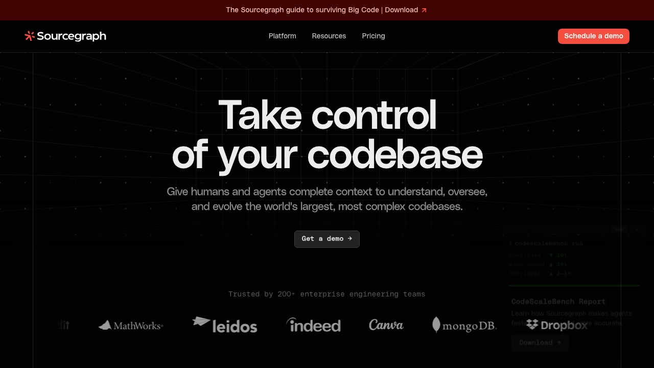 Sourcegraph official website preview
