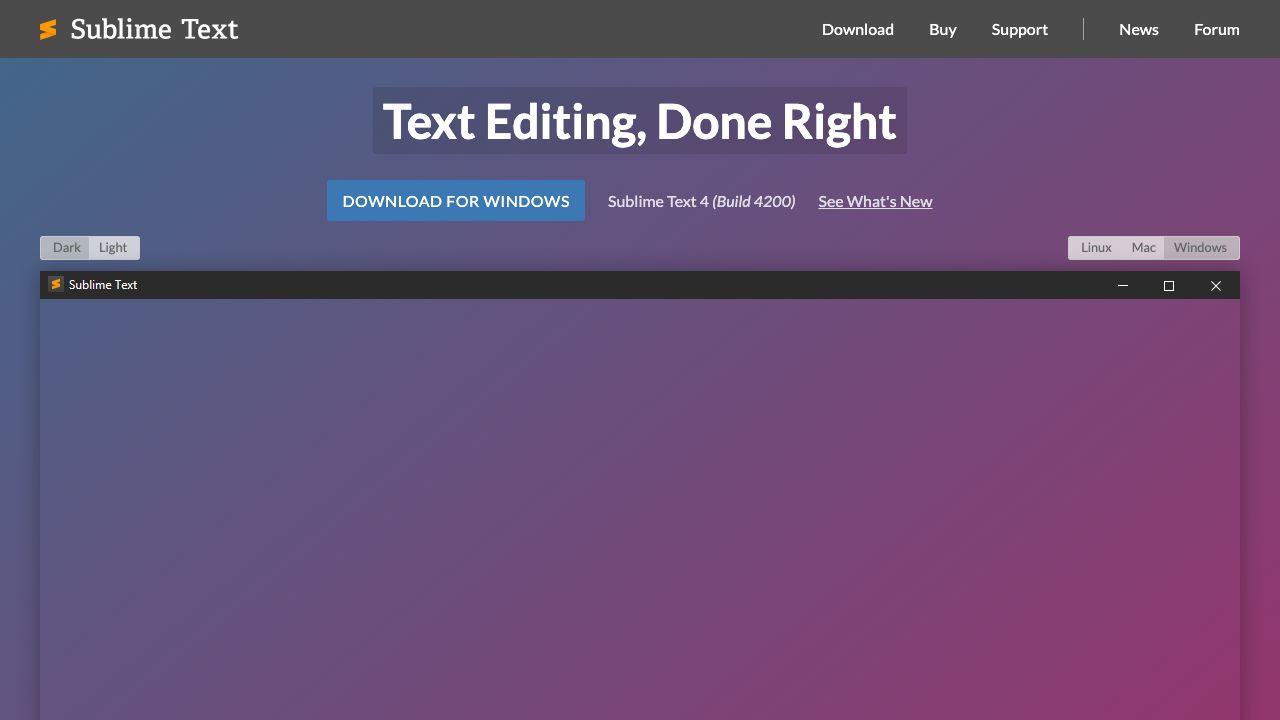 Sublime Text official website preview