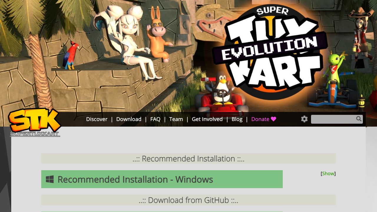 SuperTuxKart official website preview