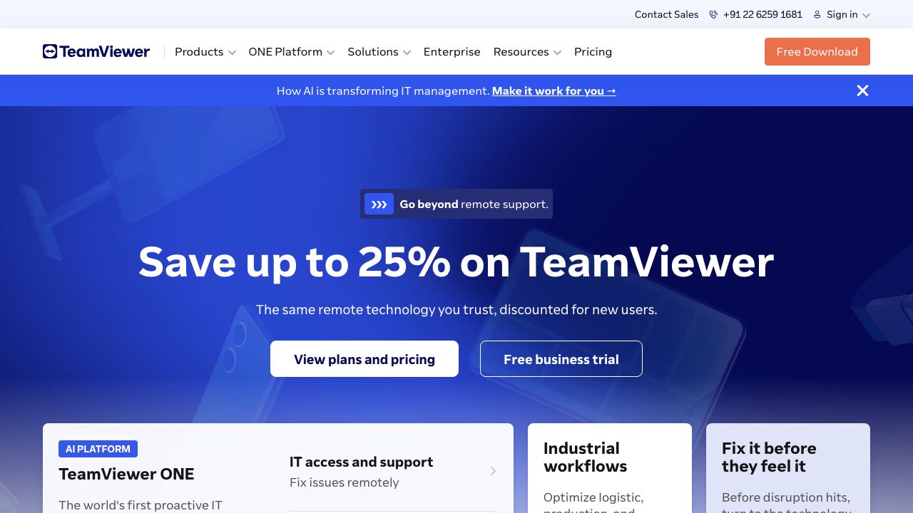TeamViewer official website preview