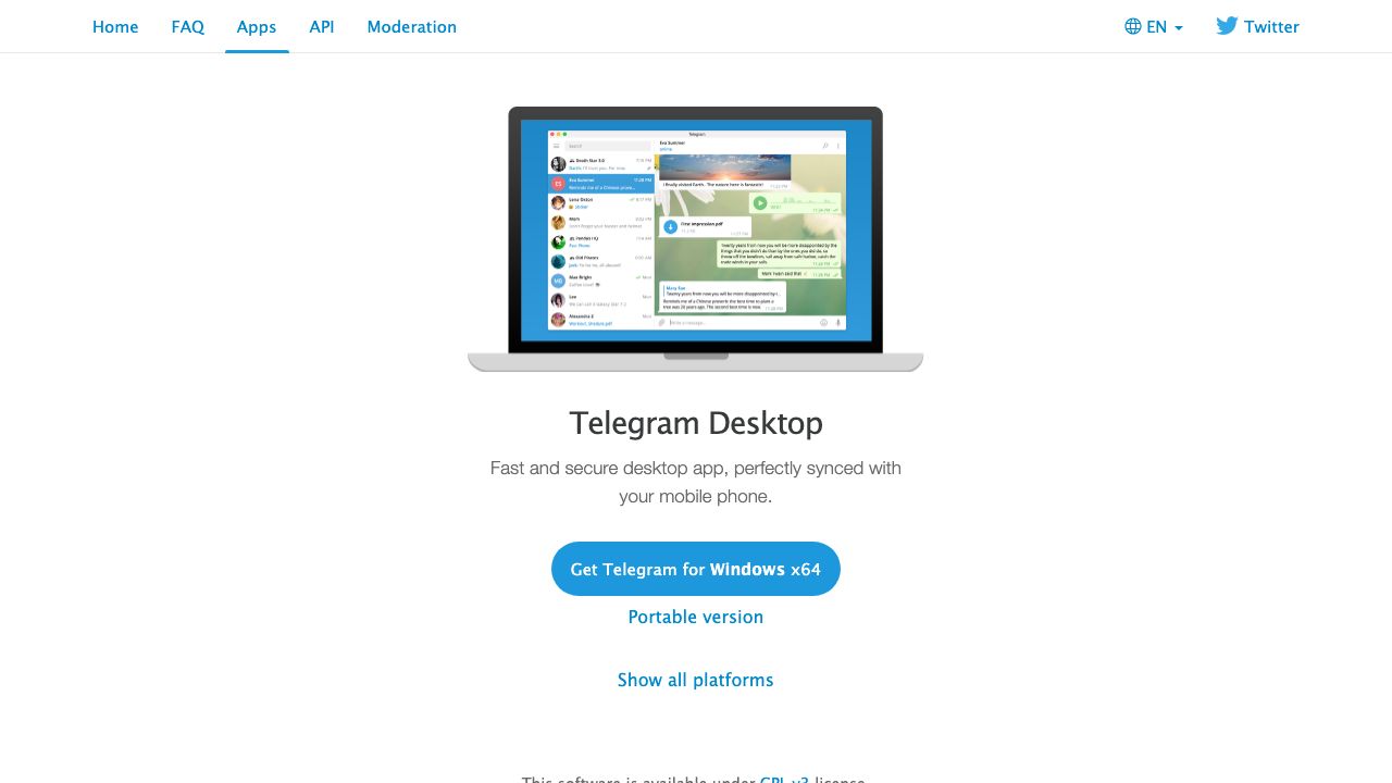 Telegram Desktop official website preview