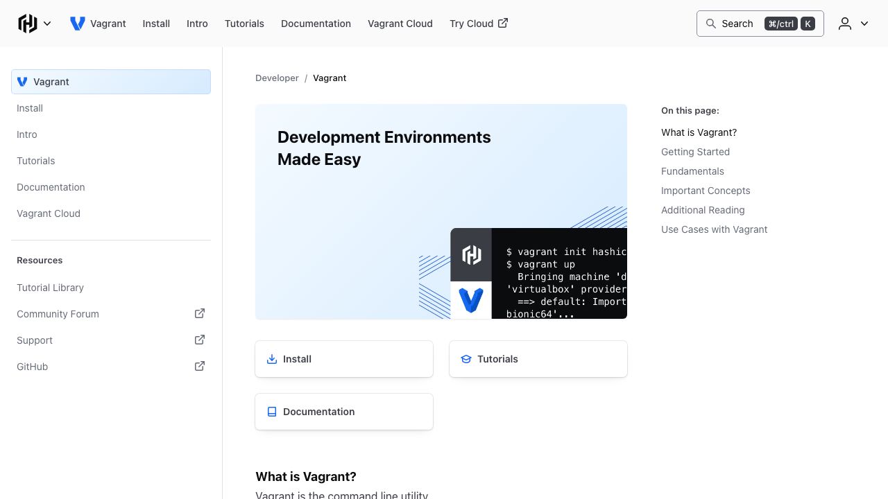 Vagrant official website preview