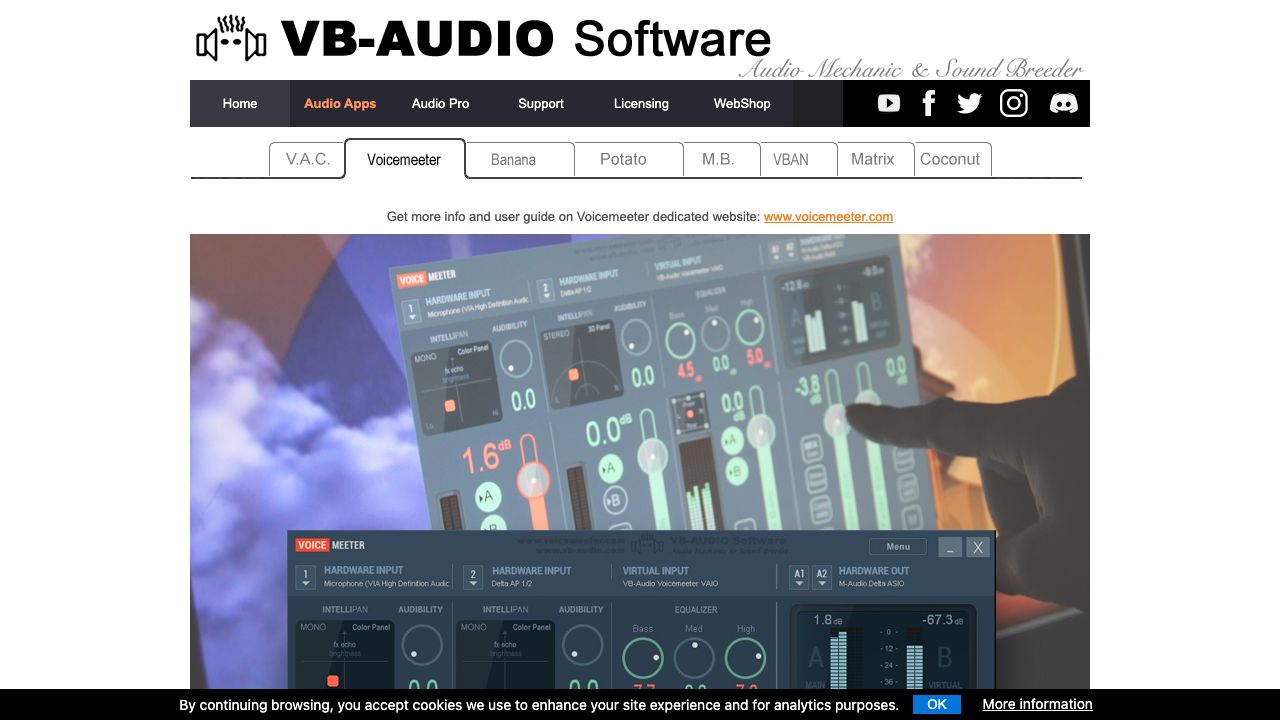 VB-Audio VoiceMeeter official website preview