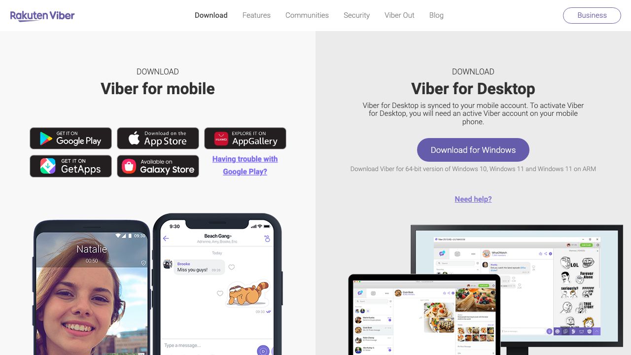 Viber Desktop official website preview