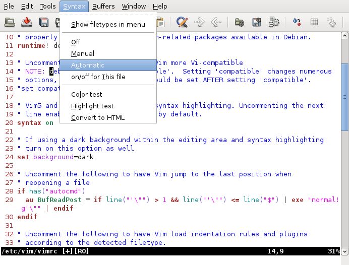 Vim interface preview 1