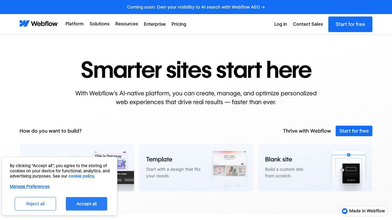 Webflow official website preview