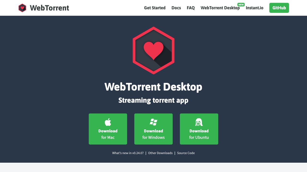 WebTorrent Desktop official website preview