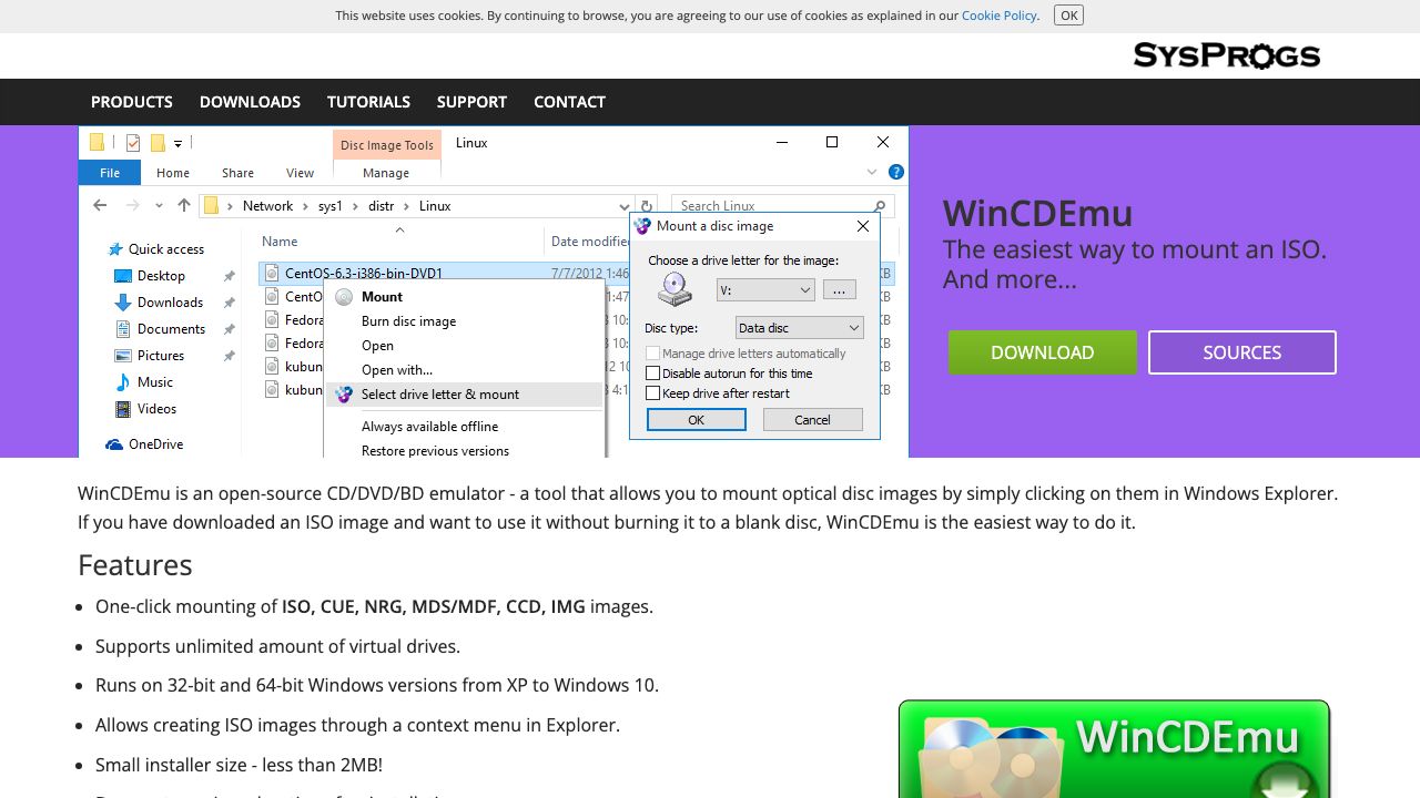 WinCDEmu official website preview
