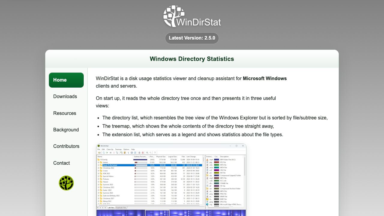 WinDirStat official website preview