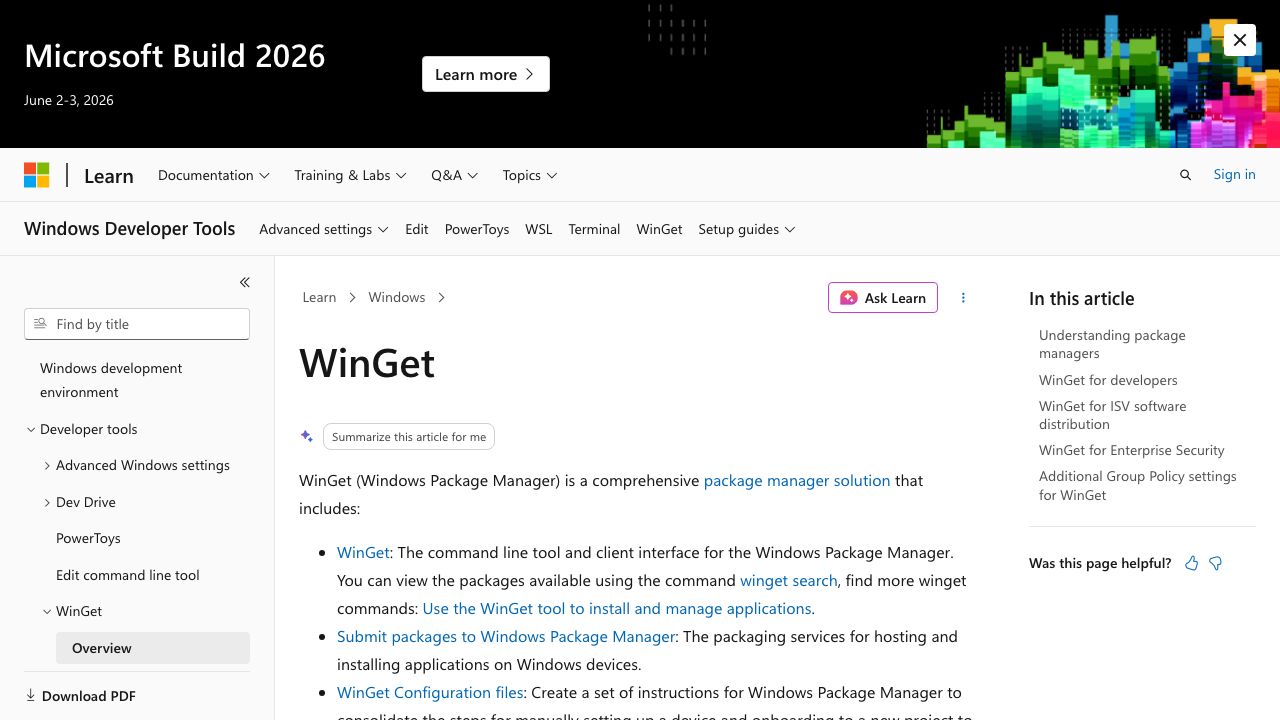 winget official website preview
