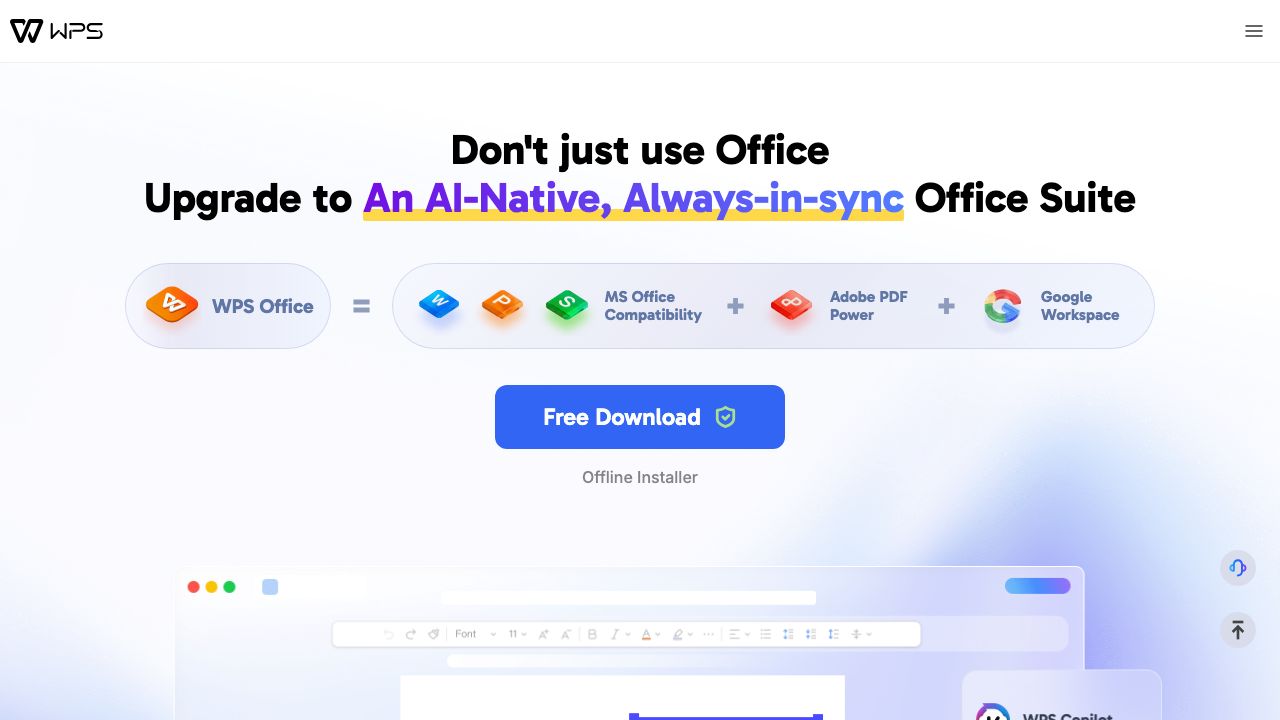 WPS Office Free official website preview
