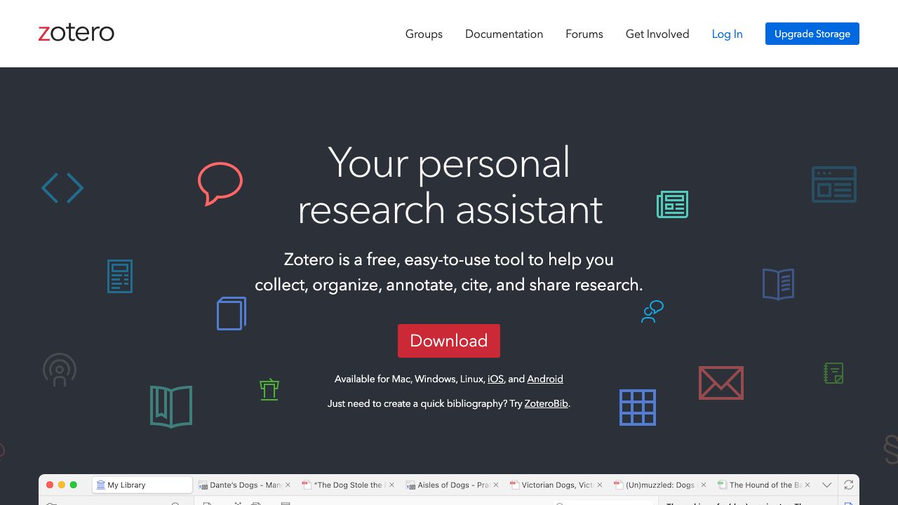 Zotero official website preview